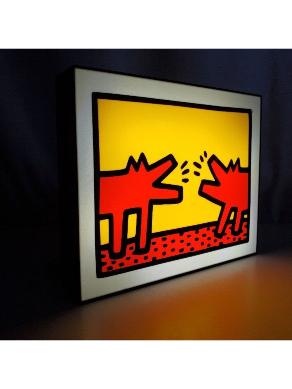 Pop Art Style "Barking Dogs" LED Light Box – 8"x9" Illuminated Wall Art – USB Po